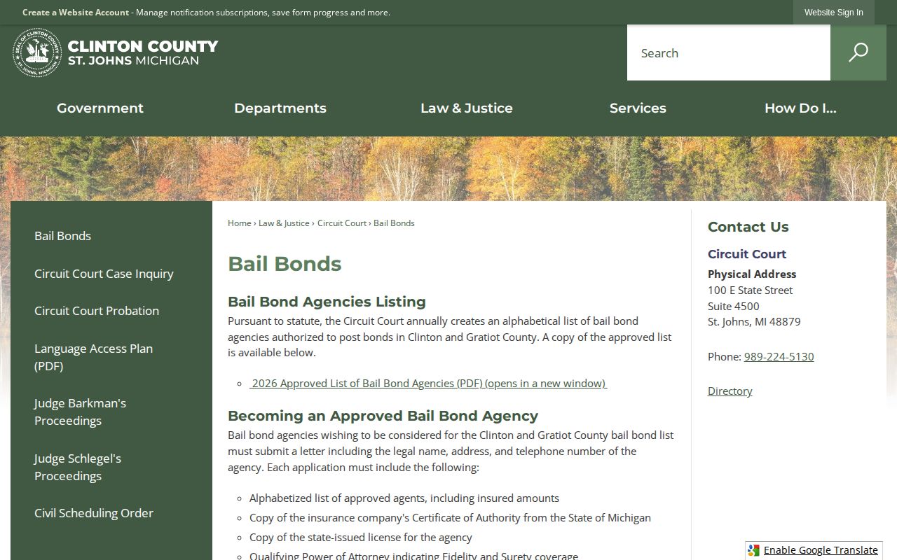 Clinton County 24-hour release bond agency information